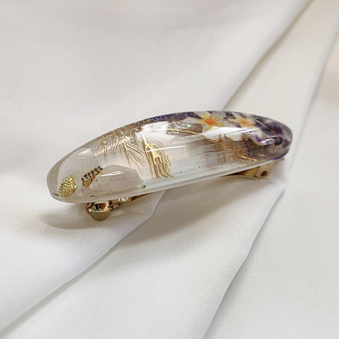 【No.137】プルメリア・シェル  レジン໒꒱·̩͙  バレッタ