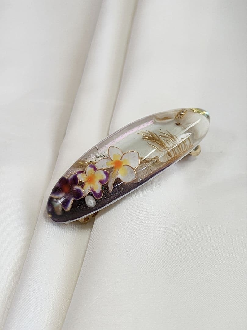 【No.137】プルメリア・シェル  レジン໒꒱·̩͙  バレッタ