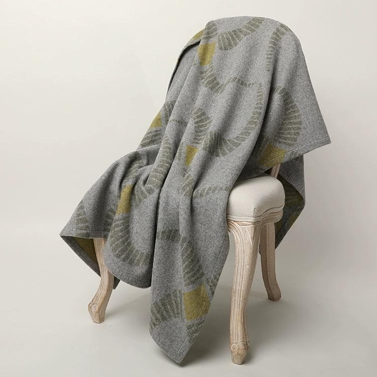 ヘビーウェイト厚手ジャカードブランケット オフィス・お昼寝用 100%ウール毛布