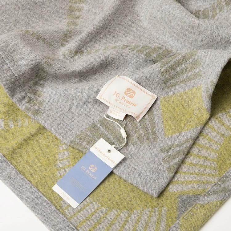 ヘビーウェイト厚手ジャカードブランケット オフィス・お昼寝用 100%ウール毛布