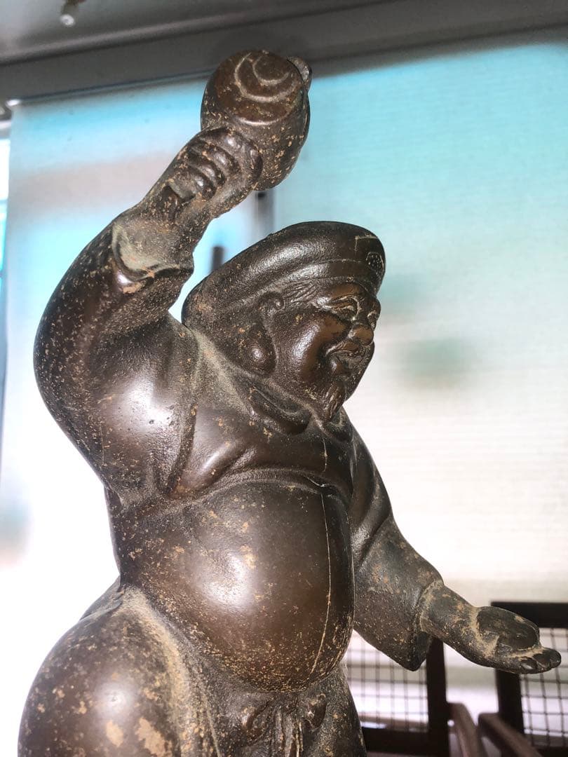 撫で大黒さん　鉄製 破顔一笑の大黒天約40cm 銘入林作 最終50%off