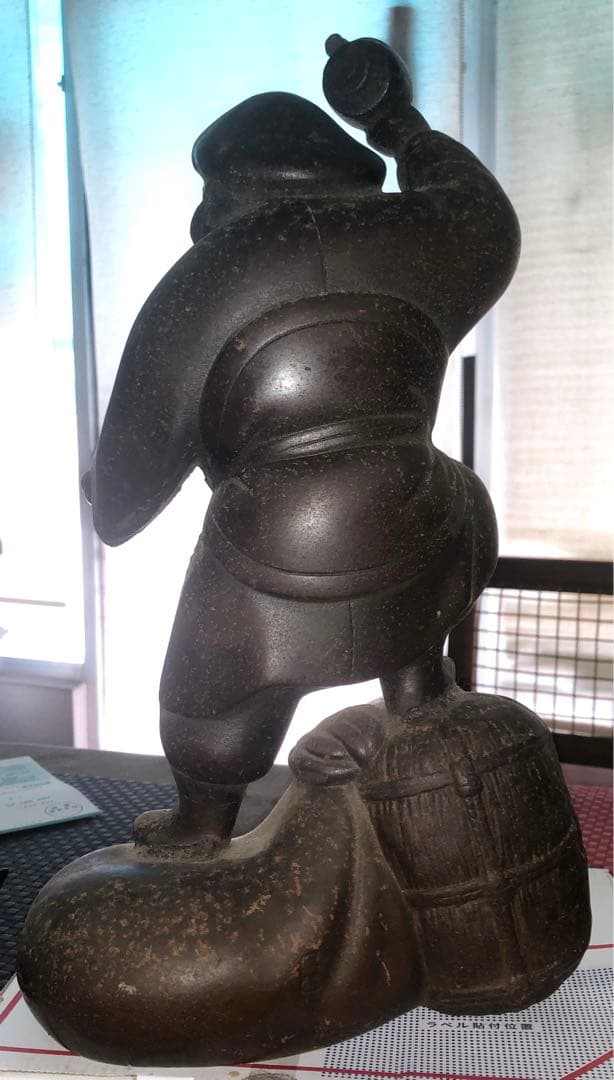 撫で大黒さん　鉄製 破顔一笑の大黒天約40cm 銘入林作 最終50%off