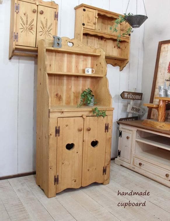 ハンドメイド　ハートのカップボード　カントリー家具 楽天市場】カントリーカップボード H132 開戸タイプ / RCP-5開き戸 扉
