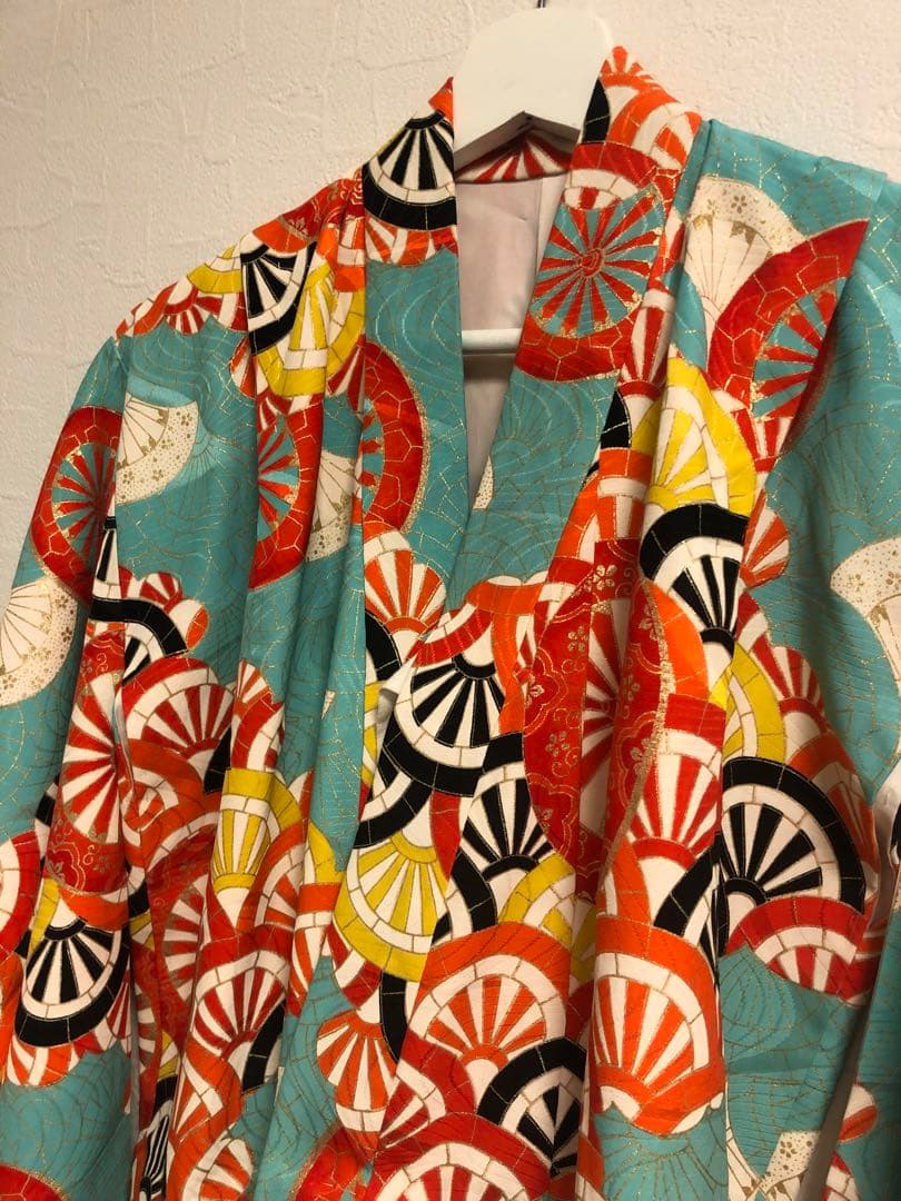 着物　七五三　レトロ　水色　女の子　アンティーク　7歳　5歳