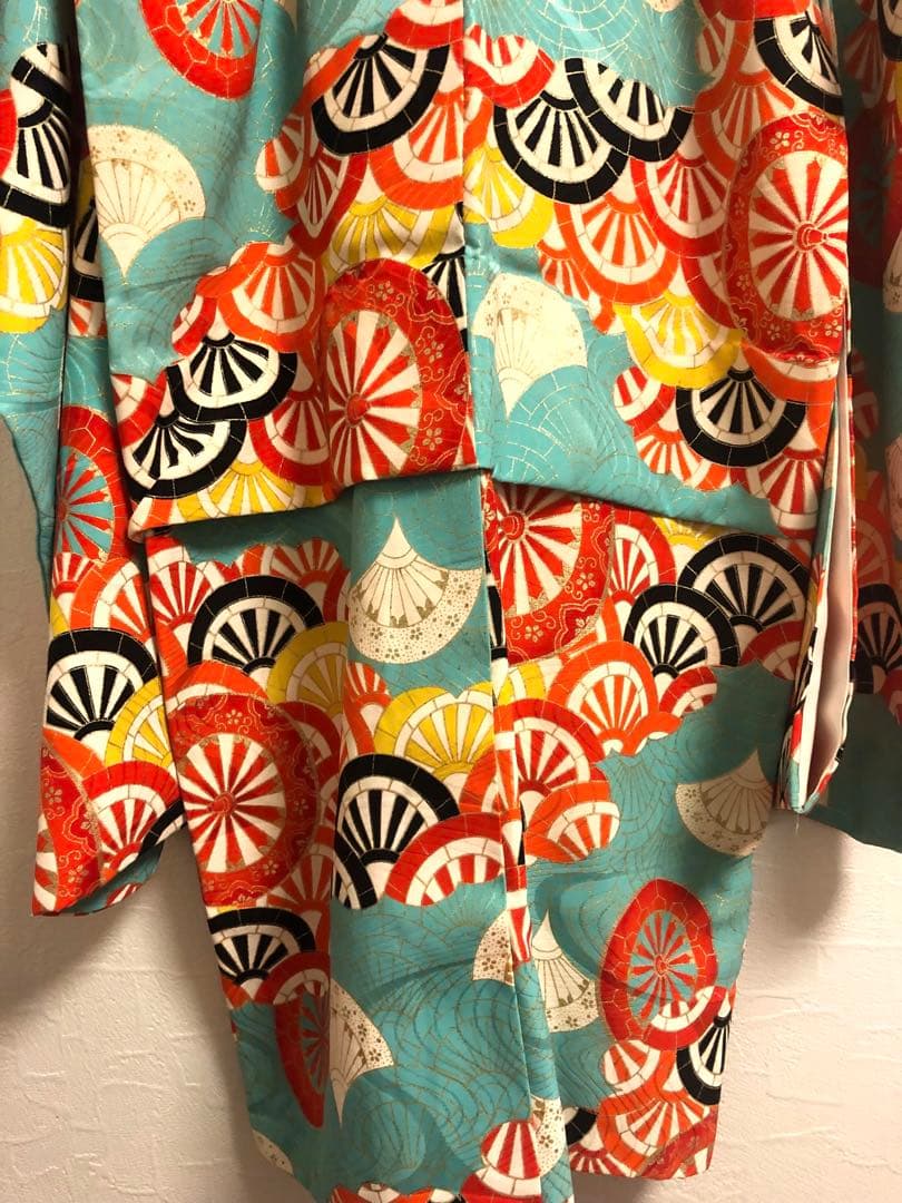 着物　七五三　レトロ　水色　女の子　アンティーク　7歳　5歳