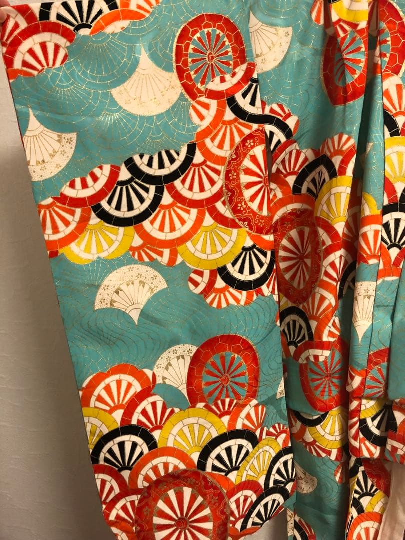 着物　七五三　レトロ　水色　女の子　アンティーク　7歳　5歳