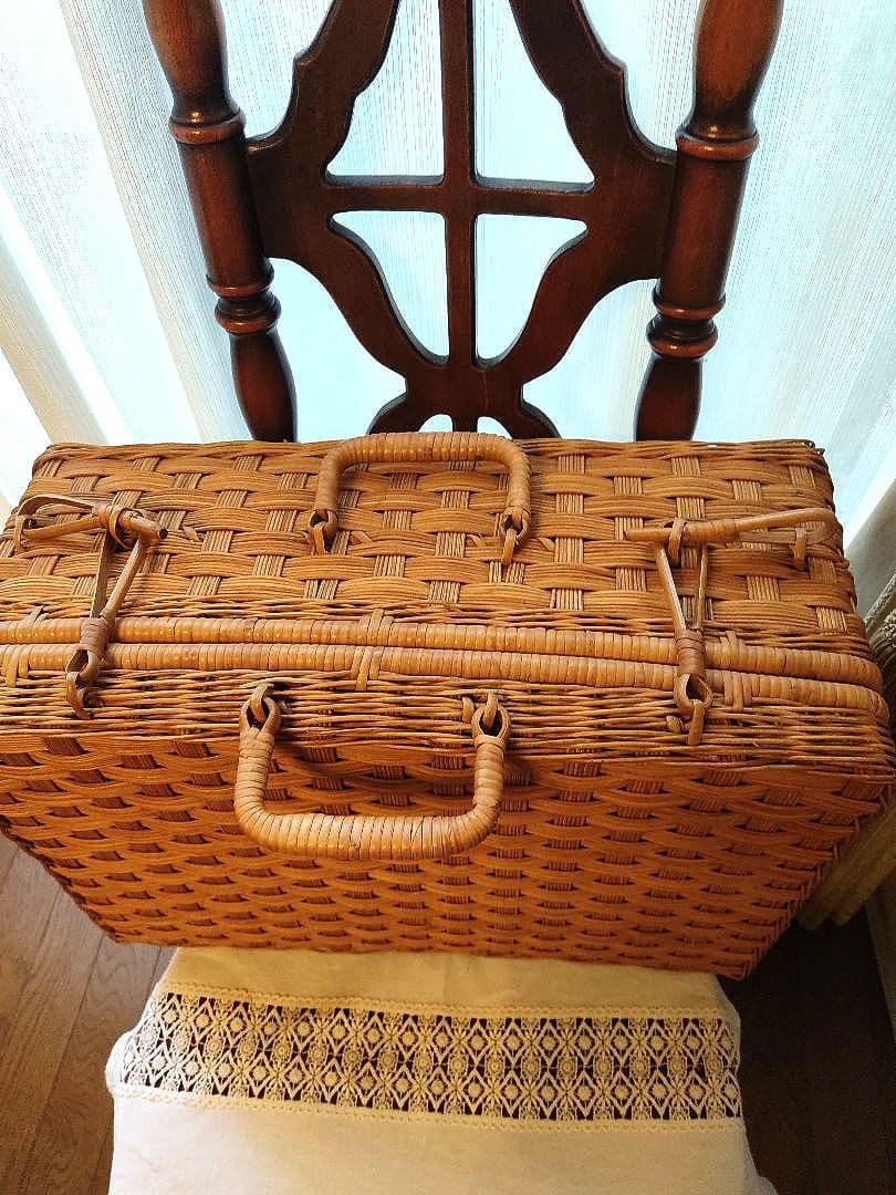 バスケット　カゴ　かご　籐　ラタン　ヴィンテージ
