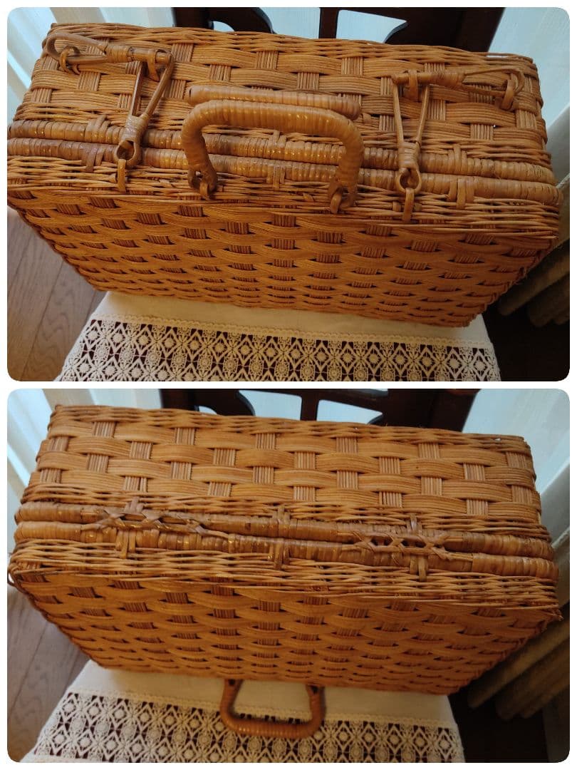 バスケット　カゴ　かご　籐　ラタン　ヴィンテージ