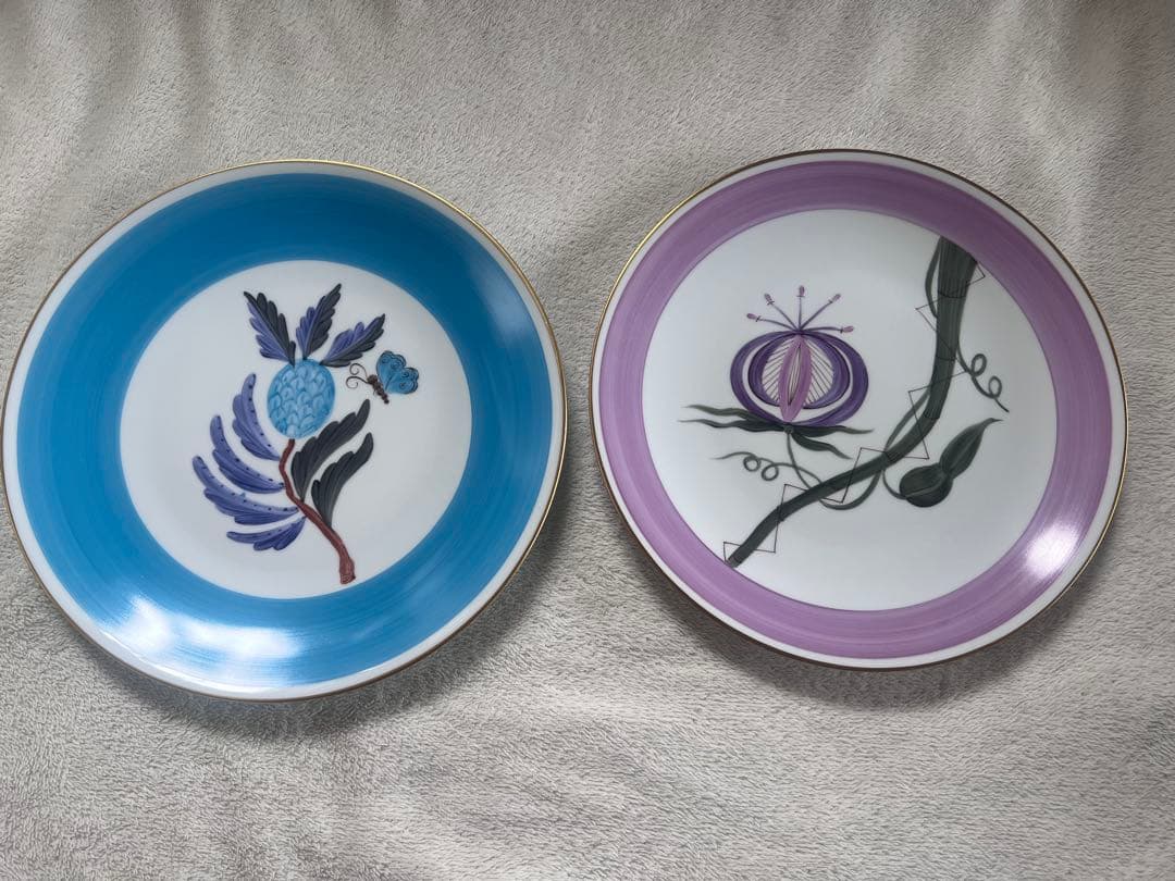 MarieDaageリモージュ　大皿　ディナープレート　ピンクパープル　植物