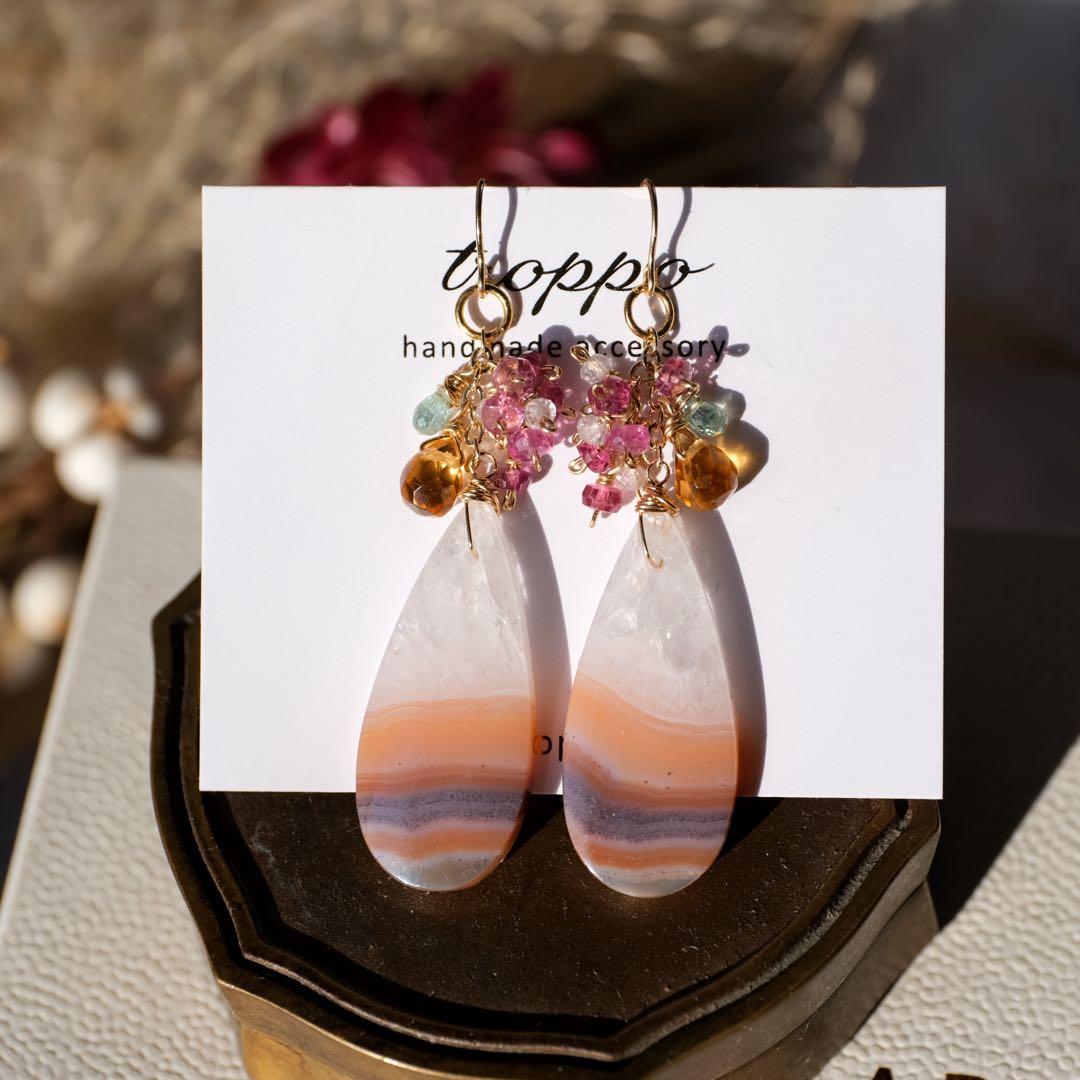 14kgfティモールアゲートピアス/イヤリング