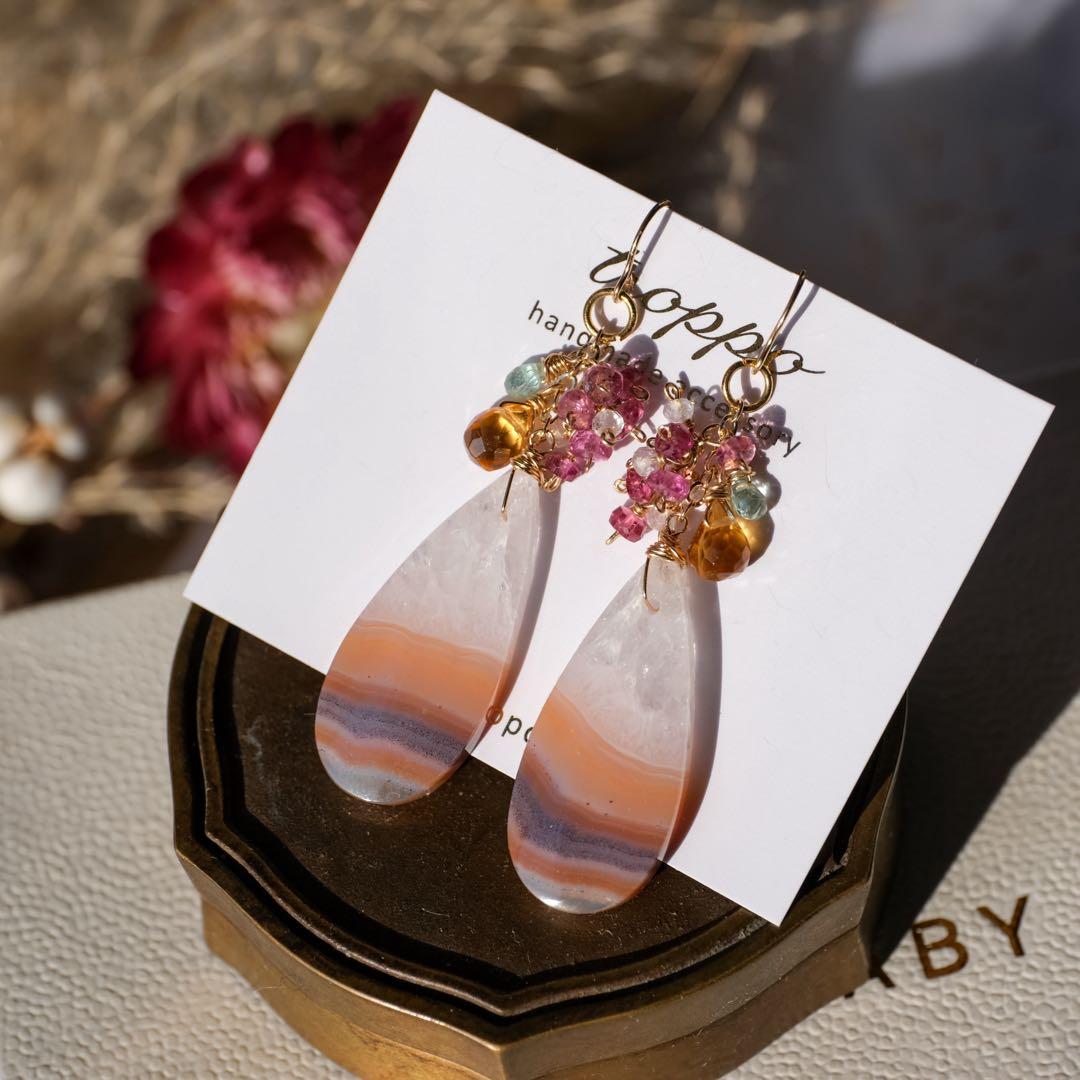 14kgfティモールアゲートピアス/イヤリング