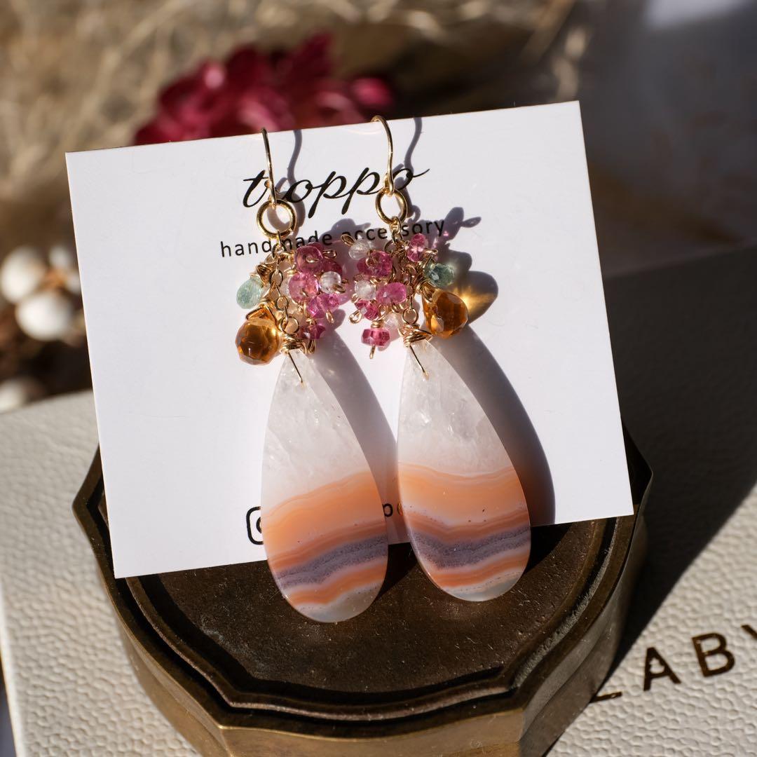 14kgfティモールアゲートピアス/イヤリング