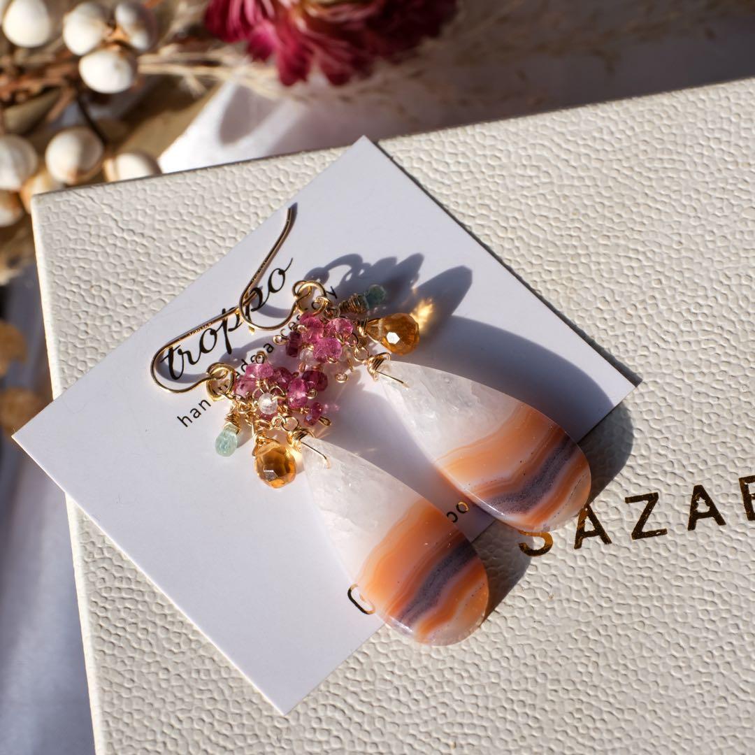 14kgfティモールアゲートピアス/イヤリング