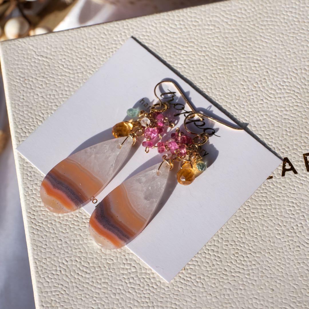 14kgfティモールアゲートピアス/イヤリング