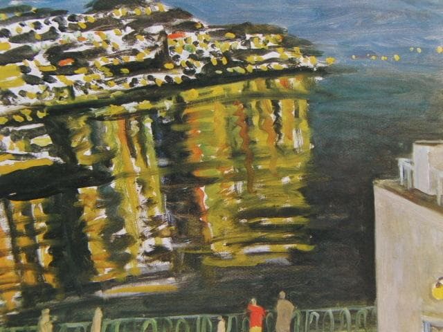 児島善三郎、【熱海夜景】、希少な大判額装用画集より、美品、日本人