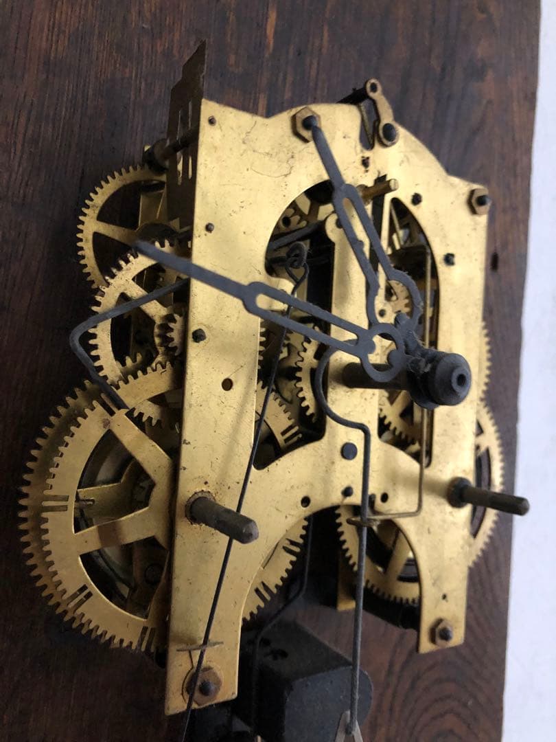 振り子式アナログ時計 木製ダークブラウン(修理必要)