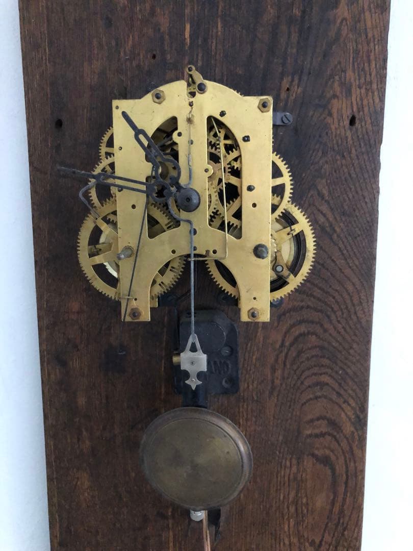 振り子式アナログ時計 木製ダークブラウン(修理必要)