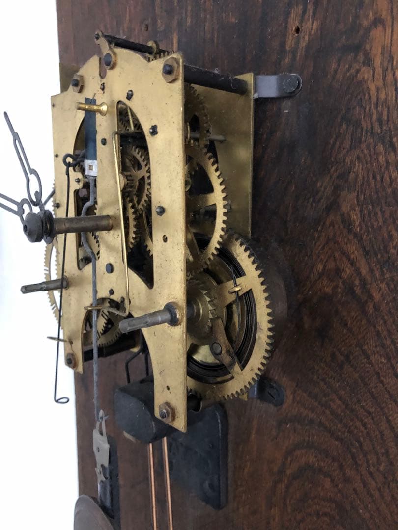 振り子式アナログ時計 木製ダークブラウン(修理必要)