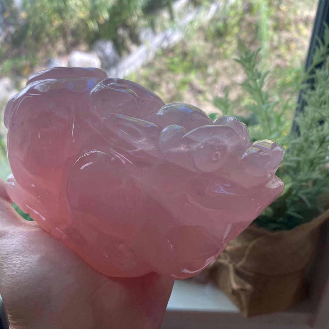 ローズクォーツ　BIG貔貅　淡いピンク品質良♡1キロ超