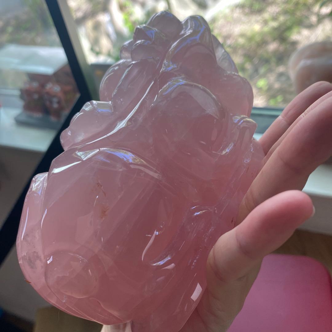 ローズクォーツ　BIG貔貅　淡いピンク品質良♡1キロ超