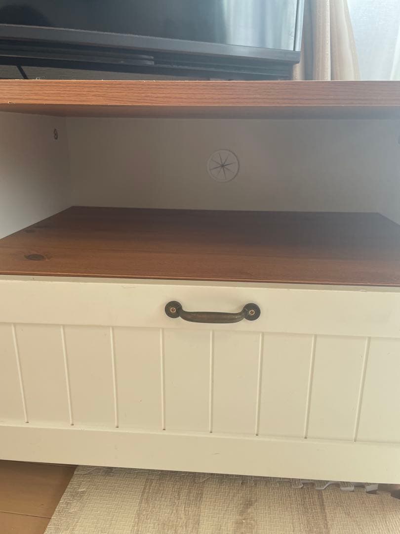 木製テレビ台 ホワイト/ブラウン 収納付き