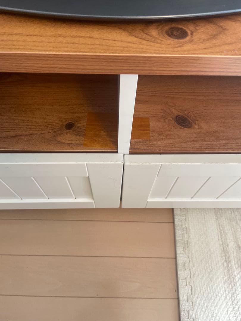 木製テレビ台 ホワイト/ブラウン 収納付き