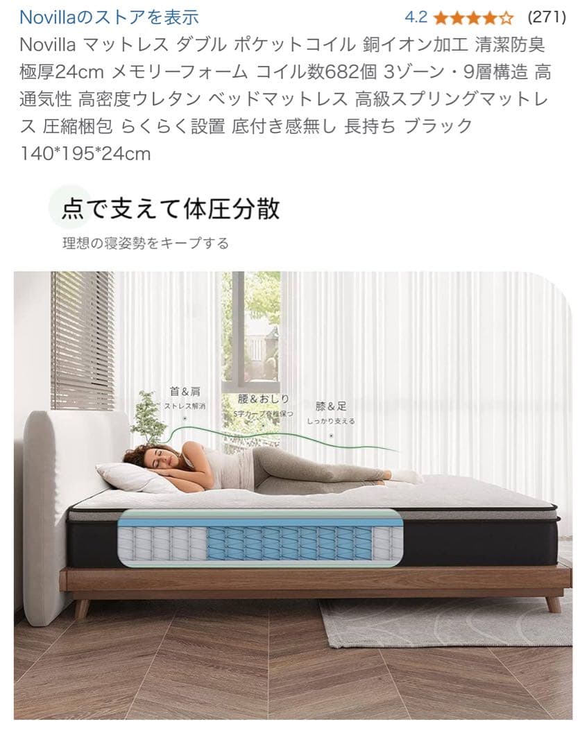 ‼️2月7日までの出品‼️IKEA SLATTUM ダブルベッドフレーム&マットレス