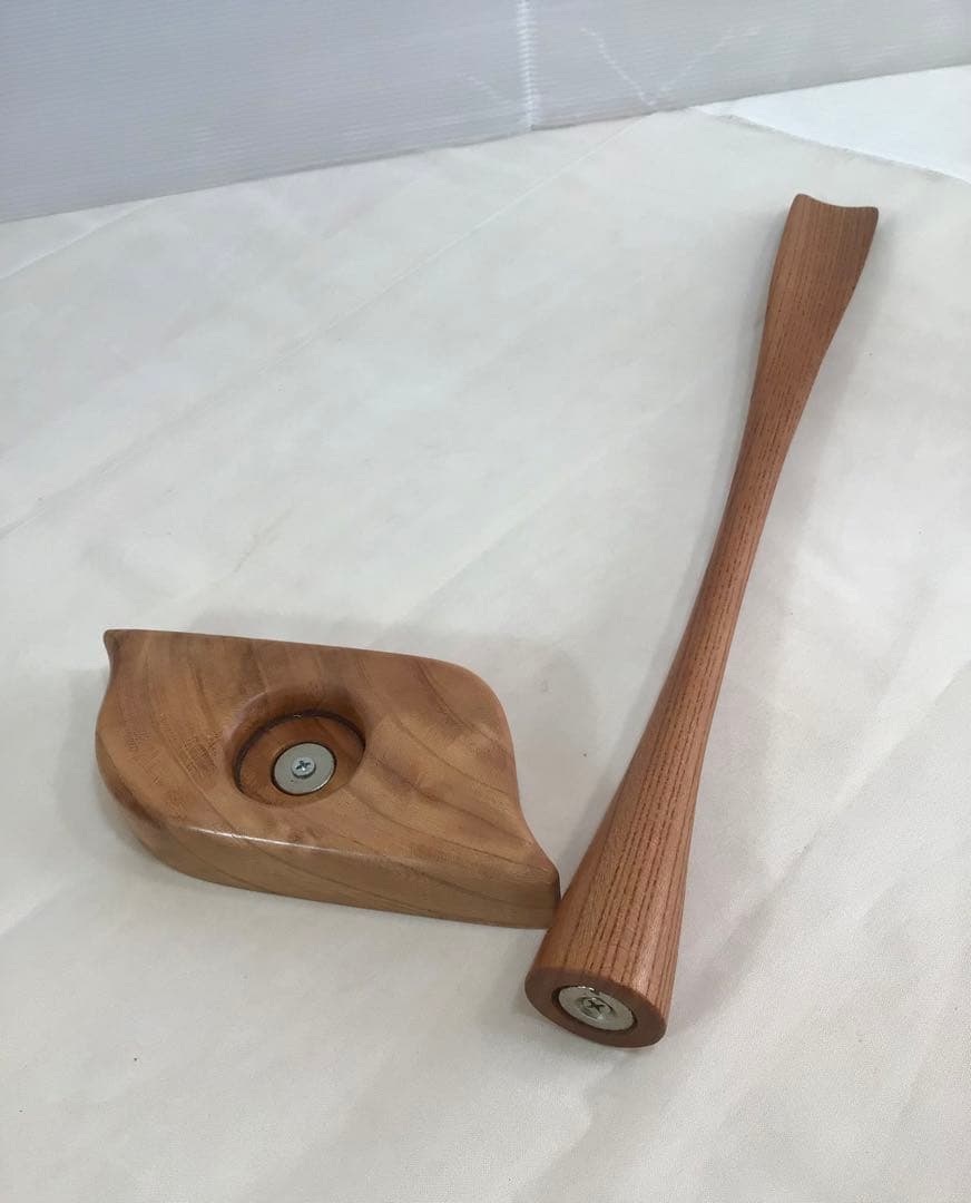 天然木　けやき　マグネット式靴べら／スタンドセット　一点物　手造り