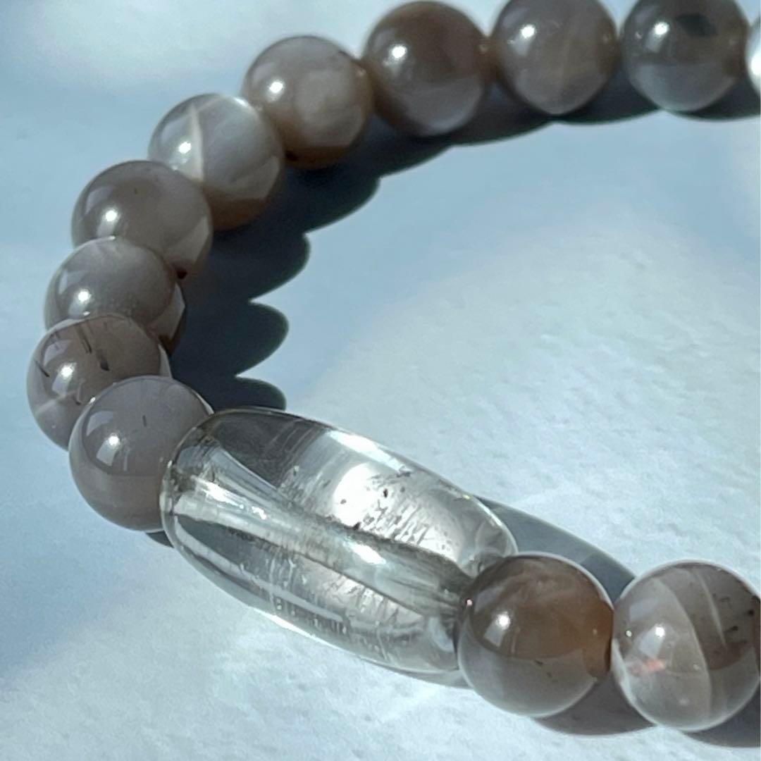 ヒマラヤ産シルバーサンムーンストーン&ガウリシャンカール産スモーキークォーツ