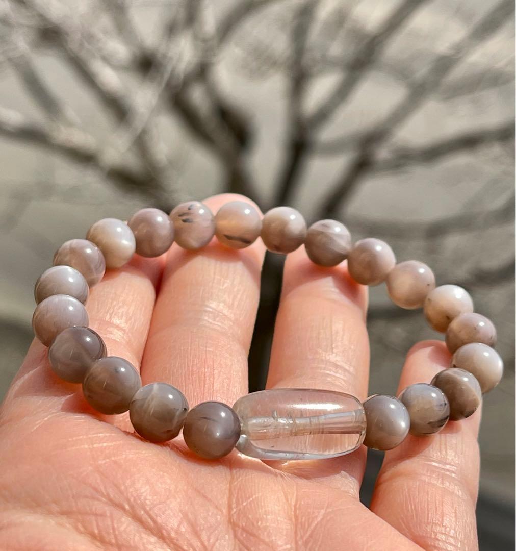 ヒマラヤ産シルバーサンムーンストーン&ガウリシャンカール産スモーキークォーツ