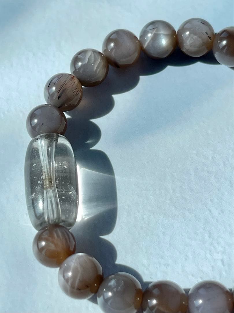 ヒマラヤ産シルバーサンムーンストーン&ガウリシャンカール産スモーキークォーツ