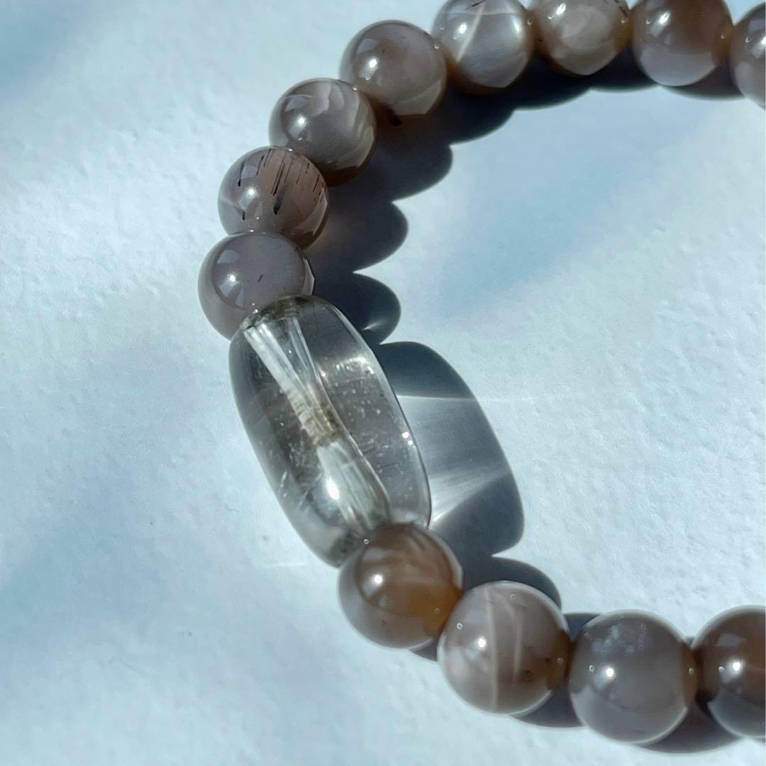 ヒマラヤ産シルバーサンムーンストーン&ガウリシャンカール産スモーキークォーツ