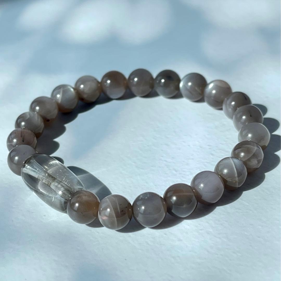 ヒマラヤ産シルバーサンムーンストーン&ガウリシャンカール産スモーキークォーツ