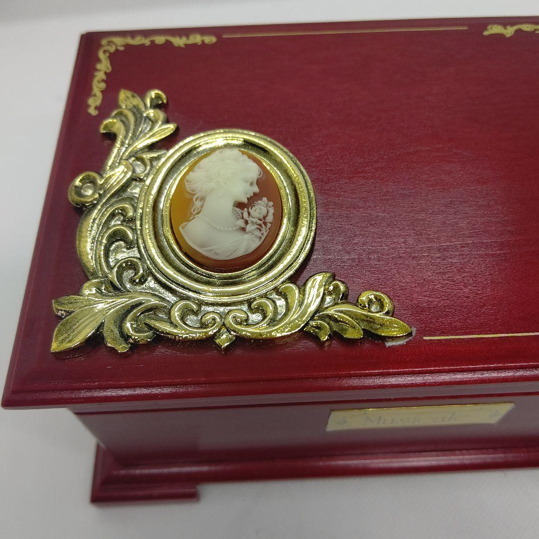 カメオ オルゴール付きジュエリーBOX 木製 宝石箱