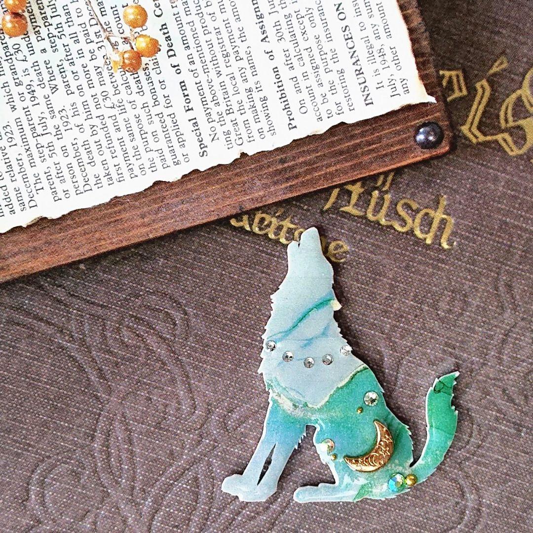 A160 オオカミ 選べるパーツ キーホルダー/ブローチ/バッグチャーム 他