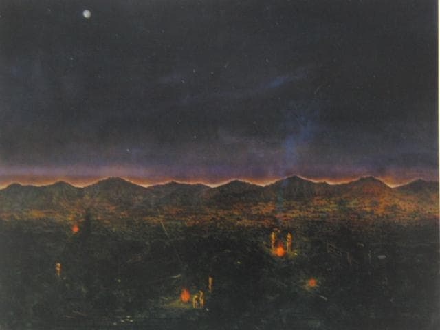 川口起美雄、【月が少しの浮力を与える】、希少な額装用画集より、状態