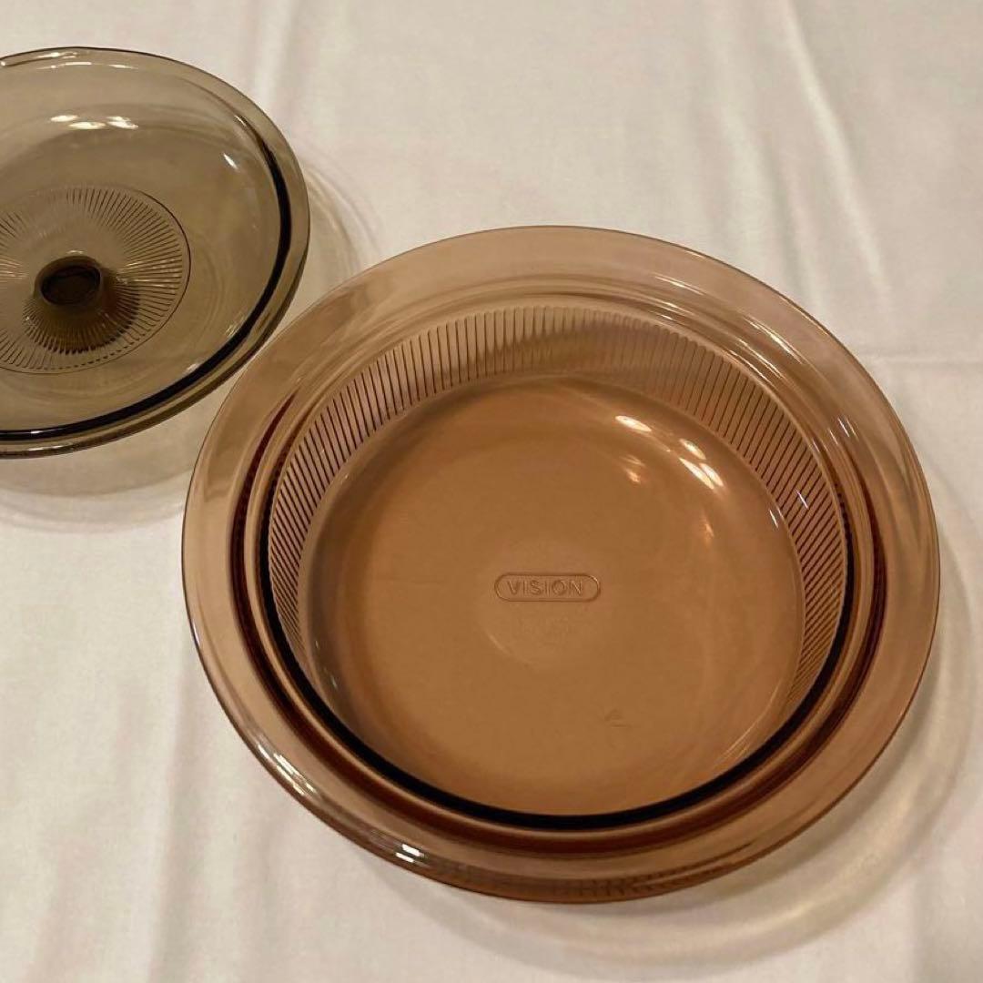 【VISONビジョン】ガラス鍋　キャセロール　26cm アンバー　1.5L