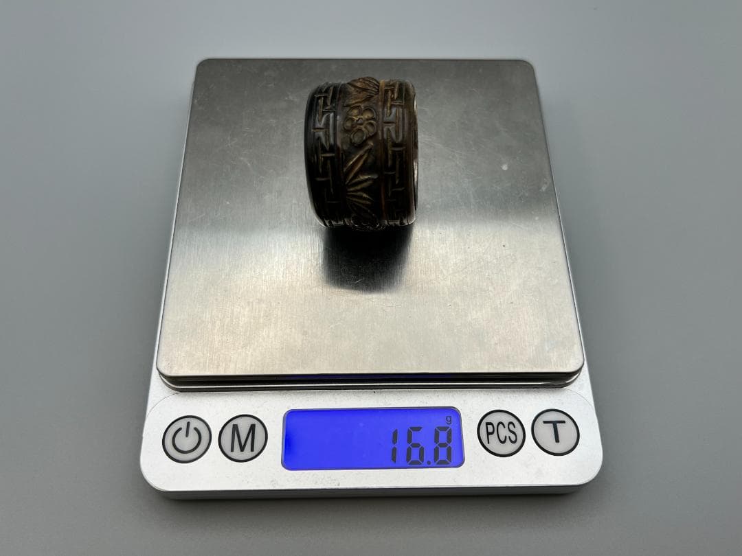 東泰堂専用 角彫 親指リング 斑指 泰昌在銘 竹梅 回