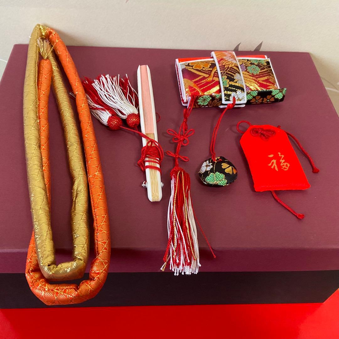 【美品】七歳　七五三鶴と花柄の草履バック小物セット