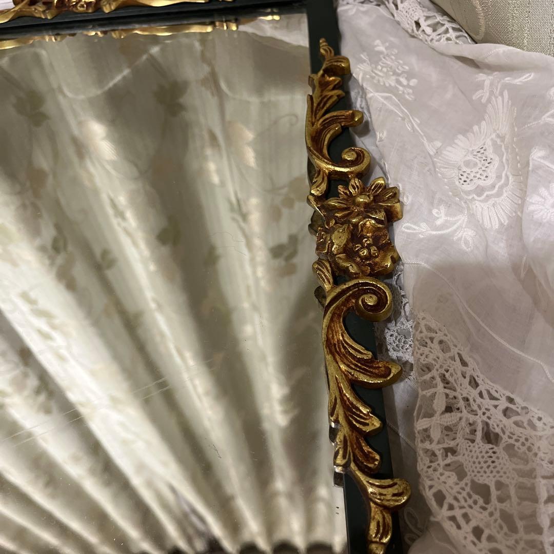 イギリス　ヴィンテージ　アイアンミラー　グリーン