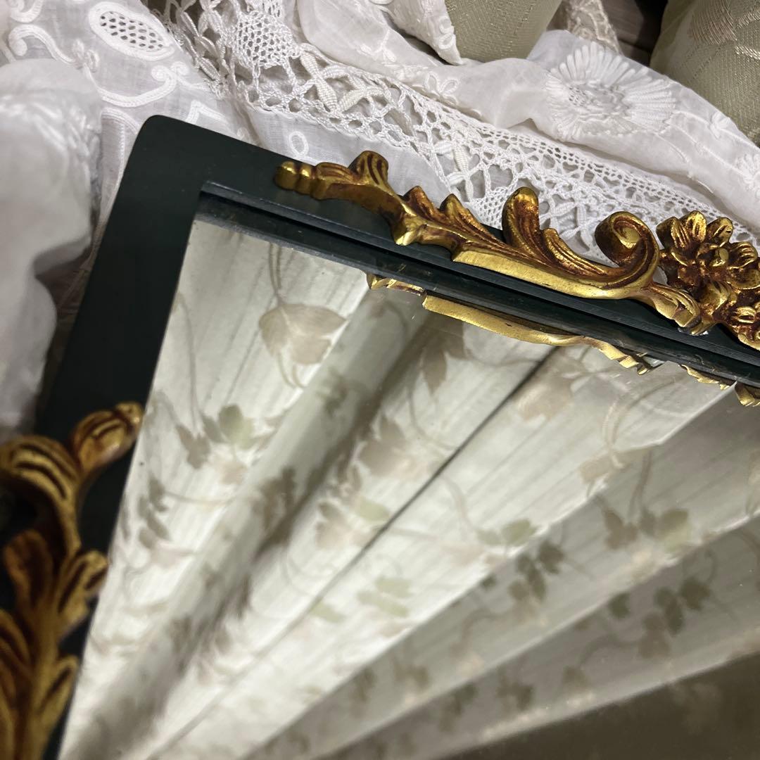 イギリス　ヴィンテージ　アイアンミラー　グリーン