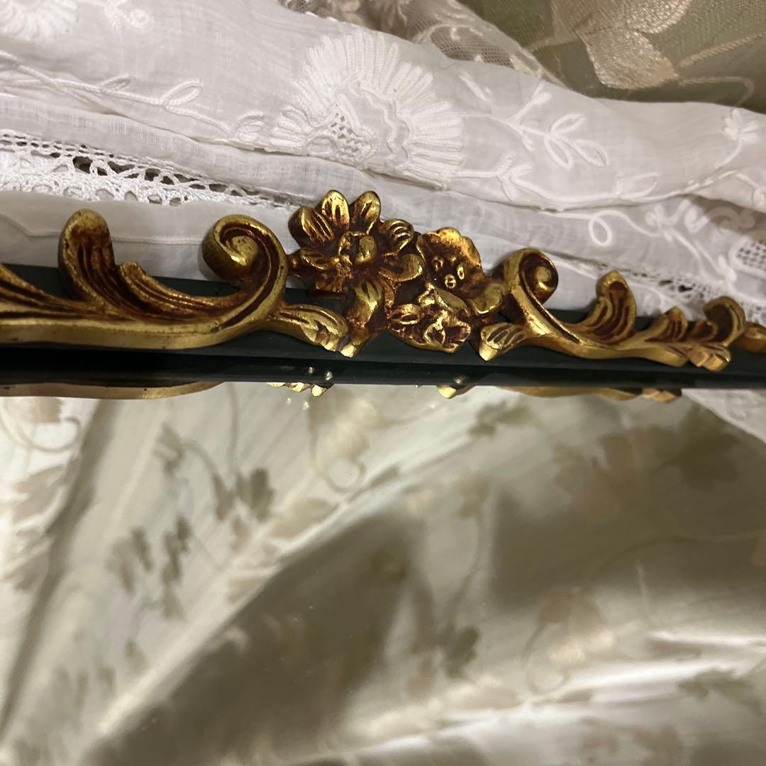 イギリス　ヴィンテージ　アイアンミラー　グリーン