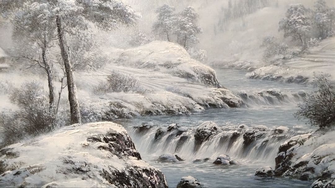 人見友紀　伝説の逃亡画家　雪景色　油彩　油絵　風景画　12号