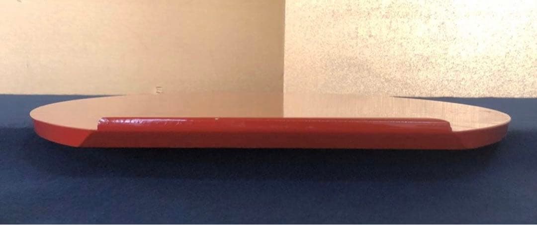 《R》根来塗 半月盆5客 膳 木製漆器 懐石 元箱　250820G1