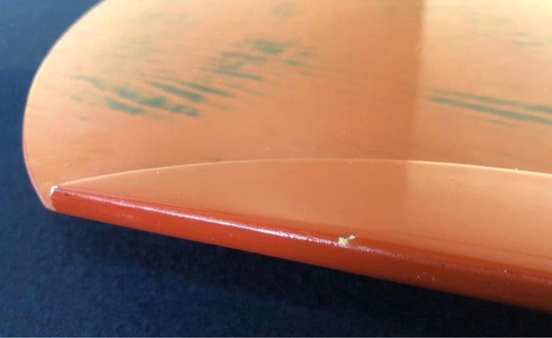 《R》根来塗 半月盆5客 膳 木製漆器 懐石 元箱　250820G1