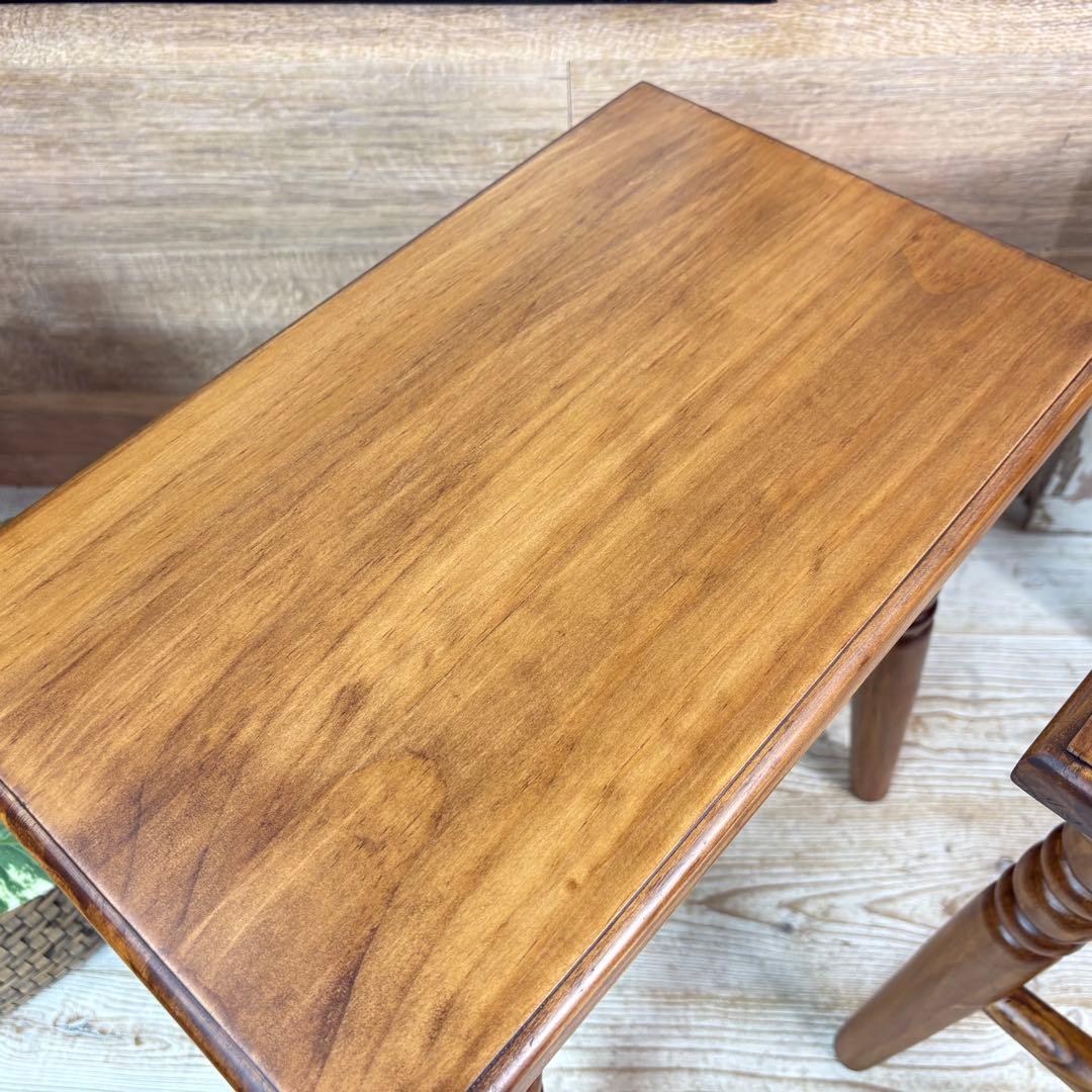 北欧カントリー調パイン材無垢角スツール2脚セット木製椅子花台チェア天然木松材