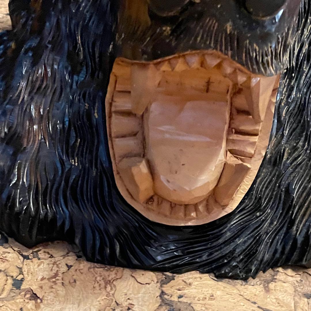 木彫り 熊 壁掛け 木製 クマの頭部彫刻 装飾 北海道土産 工芸品 手彫り