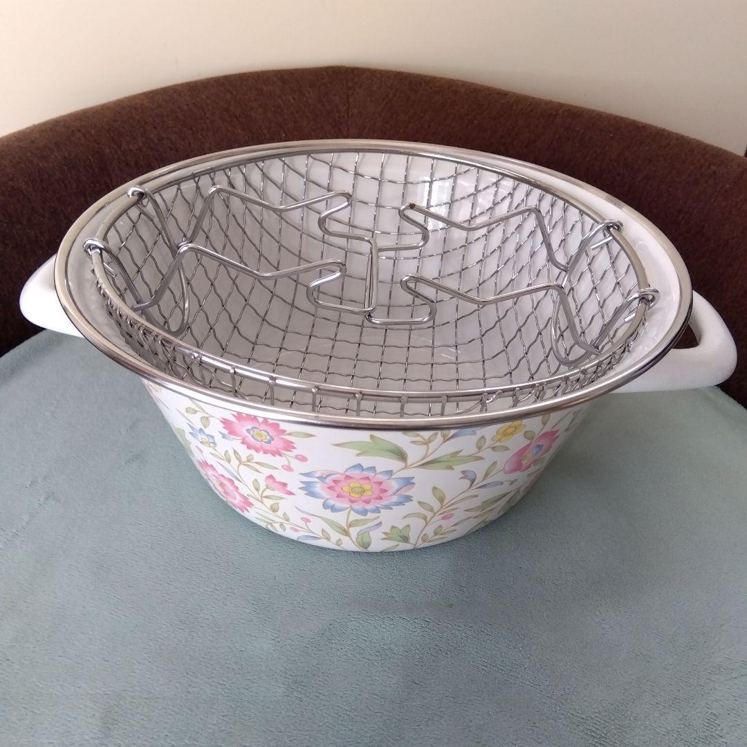 エジリー　ルピナス　ホーロー両手鍋、フライヤー鍋 /フライヤーバスケット付き