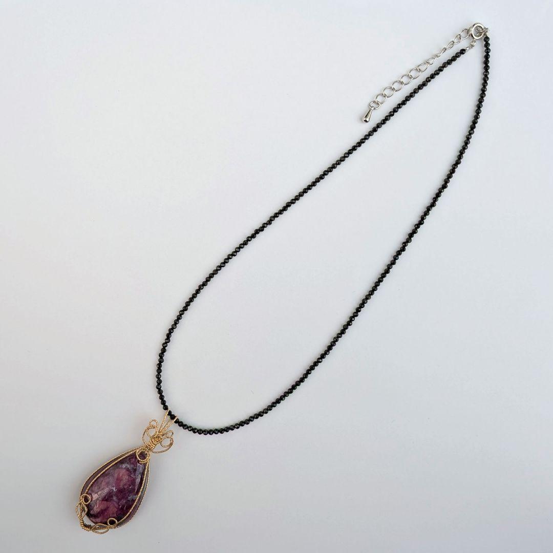 【希少/一点物】 K14gf ルビーインゾイサイト ブラックスピネル ネックレス