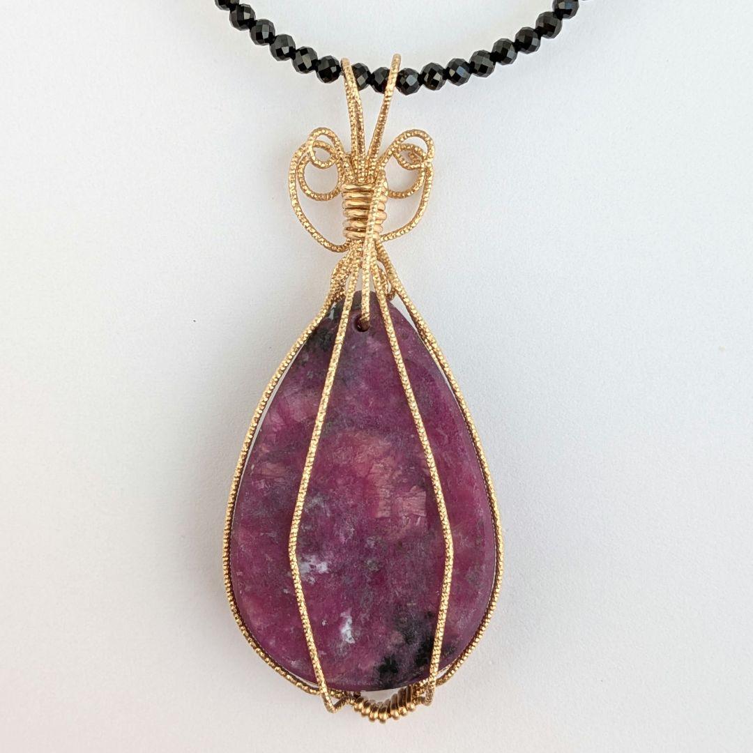 【希少/一点物】 K14gf ルビーインゾイサイト ブラックスピネル ネックレス